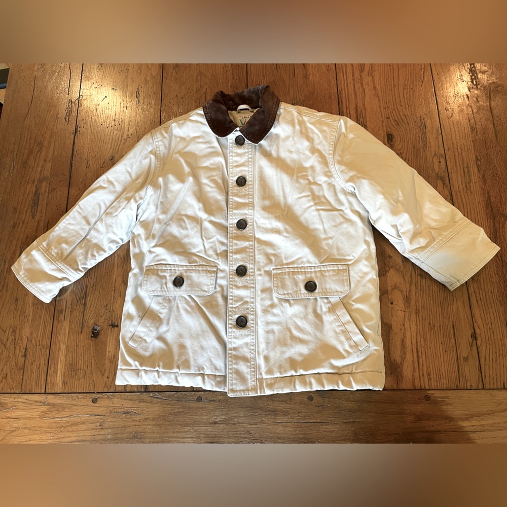 Canvas Barn Coat by Talbots Kids beige size S unisex 100% cotton flannel lined
